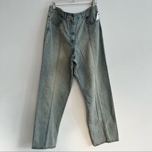 DKNY Light Wash High Rise Front Seam Split Hem Straight Leg Denim Size 14W NWT